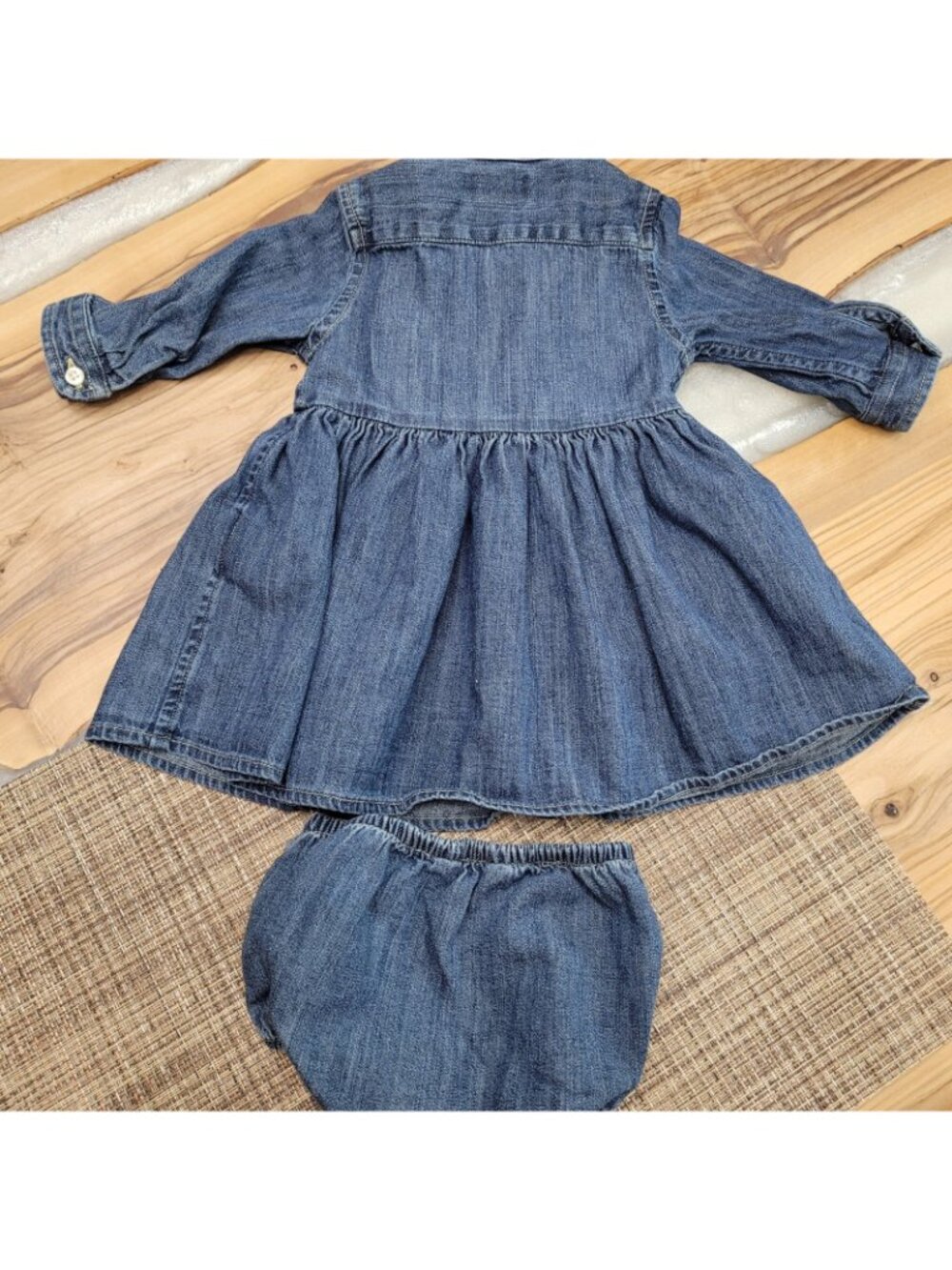 Ralph Lauren Baby Girl’s Denim Dress & Bloomer Indigo Blue Pony Size 3M - Picture 8 of 10
